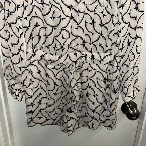 Marciano Ivory Abstract Print Cinched Waist Preppy Exquisite Romper Size XS - Picture 5 of 10